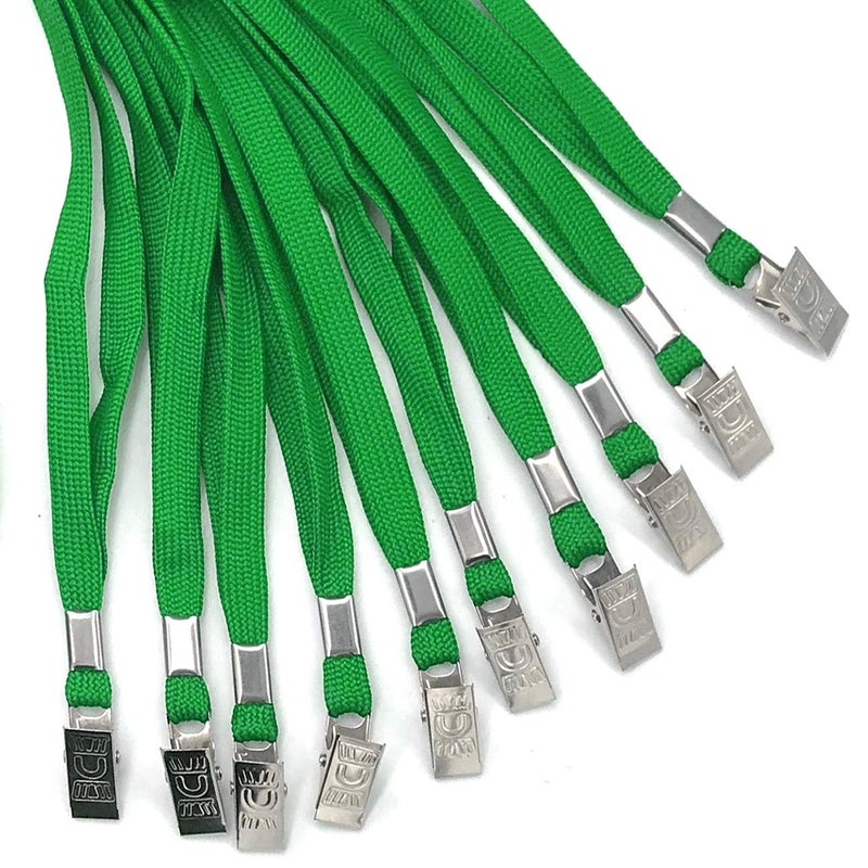 Beebel Lanyard 100 Pack Green Badge Lanyards Flat Lanyards Round 32" with Badge Clip - Image 3